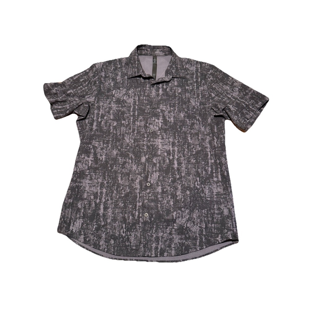 Lululemon Airing Easy Button Shirt Mens L Geometric‎ Performance Golf Summer